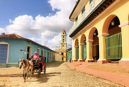 古巴特立尼达小镇背景图片