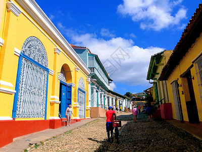 古巴特立尼达小镇背景图片