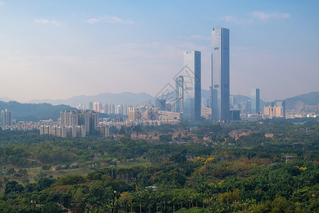 绿化山深圳莲花山公园天际线背景