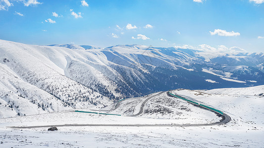 新疆巴州雪山背景