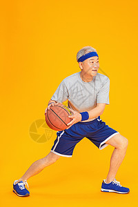 玩篮球老人老人运动篮球背景