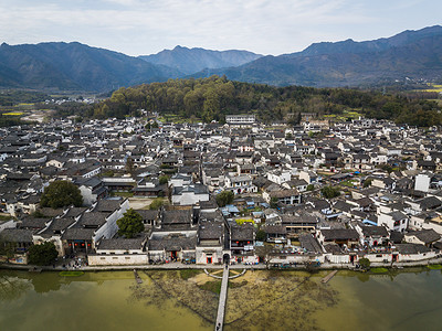 航拍宏村背景图片