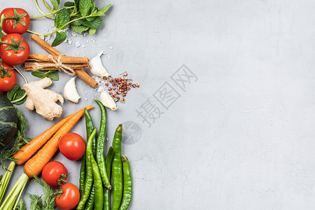 灰色背景上的蔬菜和水果天然的高清图片素材