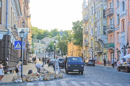 房子跳蚤市场乌克兰首都基辅街景背景