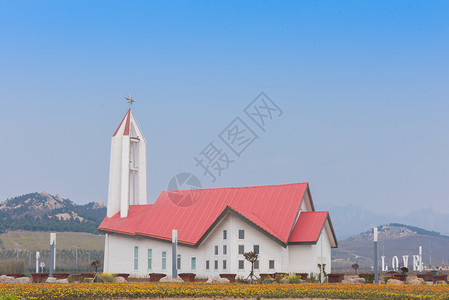 青岛西海岸生态观光园教堂山东高清图片素材