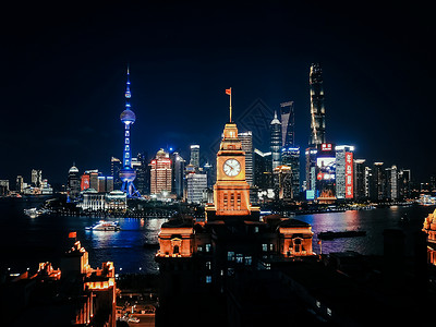 上海夜景航拍陆家嘴高清图片素材