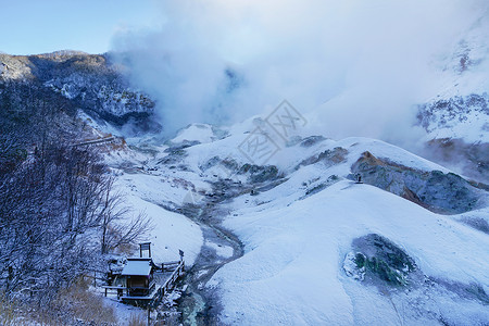 日本北海道登别地狱谷背景图片