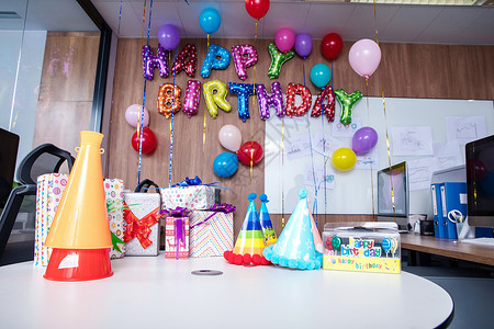气球礼物办公室生日派对背景