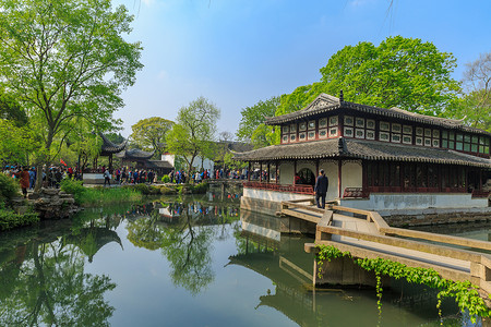 苏州著名旅游景点拙政园背景图片