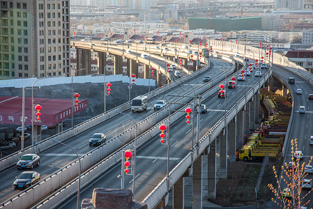 新疆城市道路车流素材桥梁高清图片素材