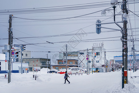 北海道富良野街道街道雪景图片