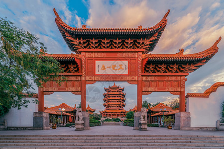 武汉地标旅游景点黄鹤楼中国三大名楼之首高清图片素材