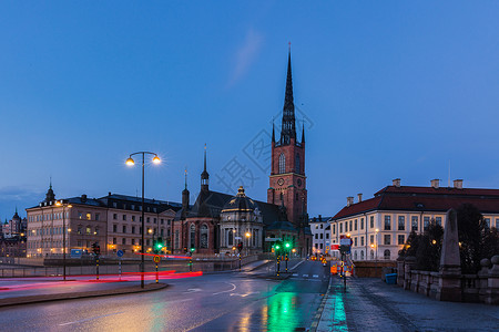斯德哥尔摩老城夜景高清图片