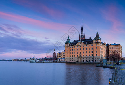 斯德哥尔摩日出城市风光高清图片