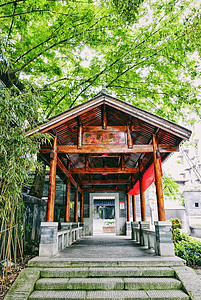 长沙凤凰亭中式木结构亭台旧址背景图片