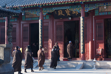 佛教僧侣淄博周村古商城千佛寺背景