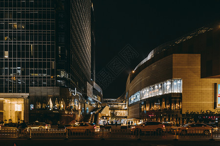 商场外景建筑车外景高清图片