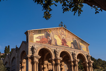 耶路撒冷客西马尼园万国教堂背景图片