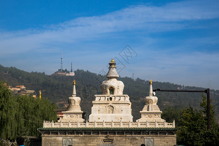 塔尔寺的古代建筑背景图片