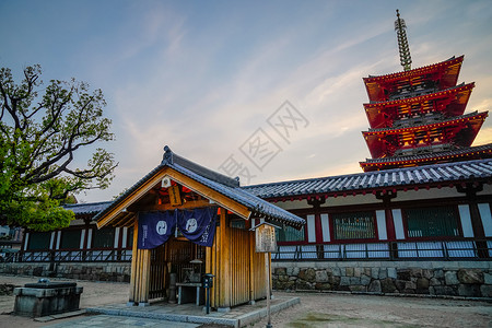 日本大阪四天王寺建筑特色高清图片素材