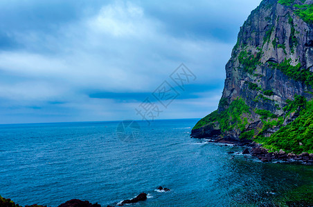 济州岛城山峰景色海水高清图片素材