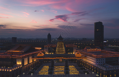 夜景建筑群背景图片