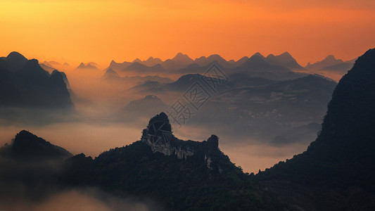 日落云海晚霞背景