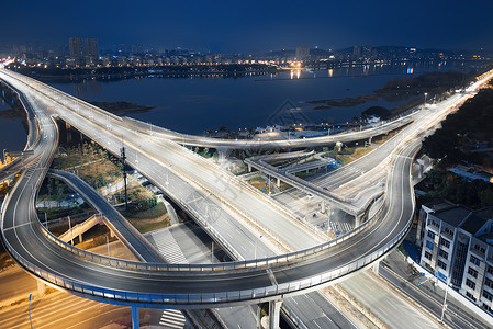 城市建筑立交桥夜景建筑群高清图片素材