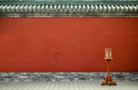 红色建筑天坛祈年殿外后院红墙背景