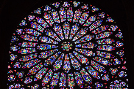 巴黎圣母院彩色玻璃高清图片素材
