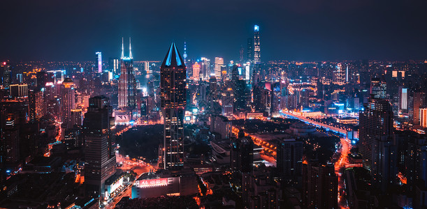 上海夜景全景高清图片素材