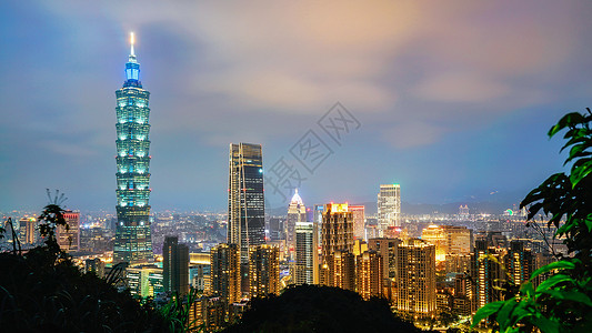 台湾101塔台北101大楼夜景背景