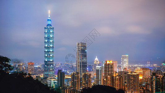 台湾风情台北101大楼夜景背景