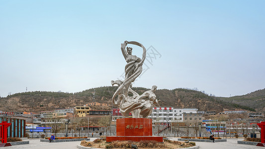 延安安塞腰鼓雕像背景图片