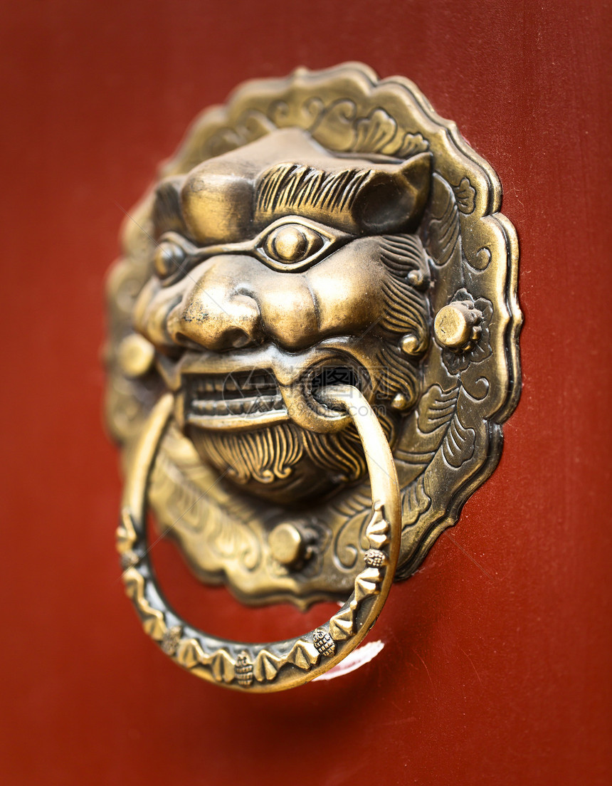 古代大门装饰 狮子头图片