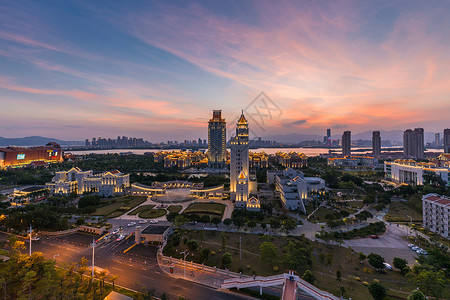 厦门美丽的集美大学夕阳高清图片素材