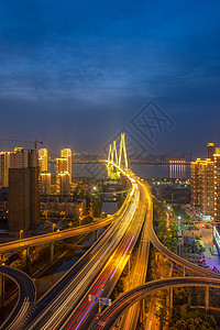 武汉城市夜景风光道路高清图片素材