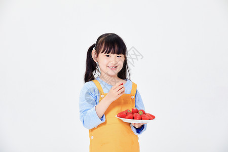 小女孩吃草莓背景