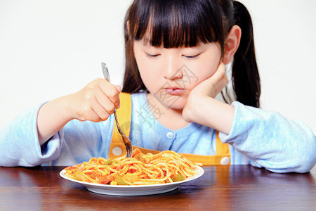 儿童厌食小女孩高清图片素材