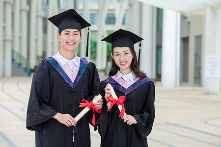 美女学士服大学生毕业照背景