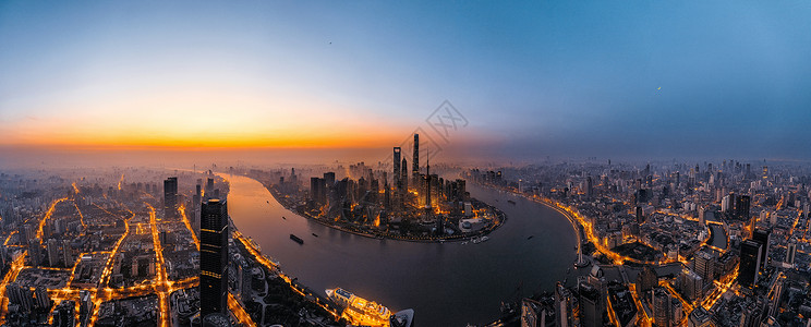 城市宣传背景图上海陆家嘴日出全景图背景