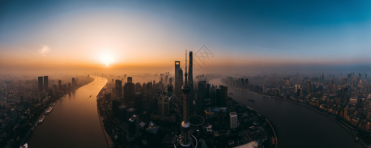 城市宣传背景图上海陆家嘴日出全景图背景