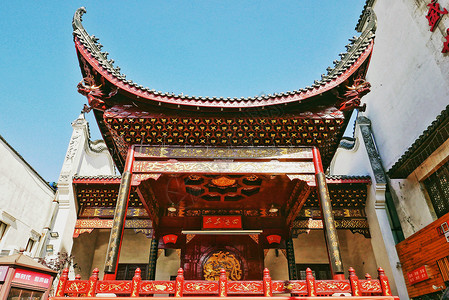 中式栏杆长沙太平街古戏台背景