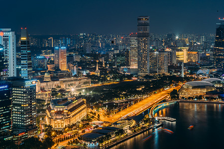 新加坡东岸夜景城市高清图片素材