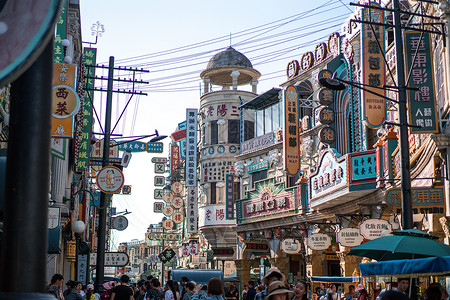 横店影视城横店广州街 仿古建筑背景