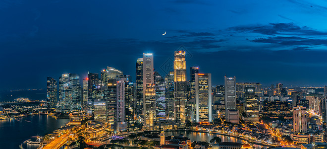 新加坡夜景灯火通明背景图片