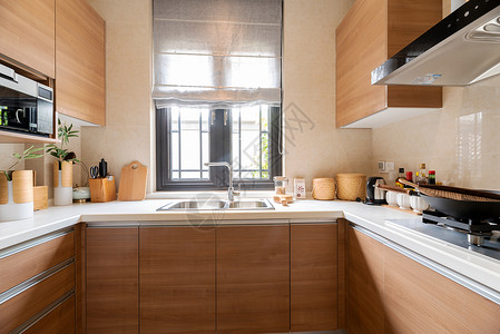 新中式别墅样板间厨房背景图片