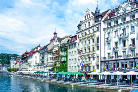 瑞士卢塞恩琉森街头风景高清图片