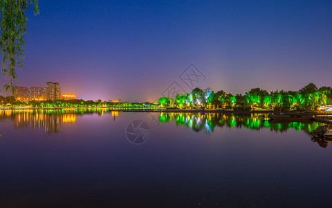 济南大明湖夜景5A景点高清图片素材