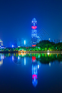 济南地标绿地大楼济南夜景高清图片素材